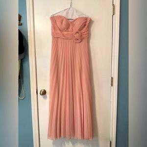 Pink Strapless Betsy & Adam Pleated Dress